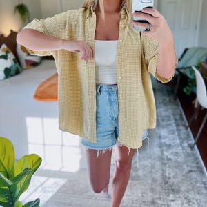 Cozy Yellow Oversized Button Top